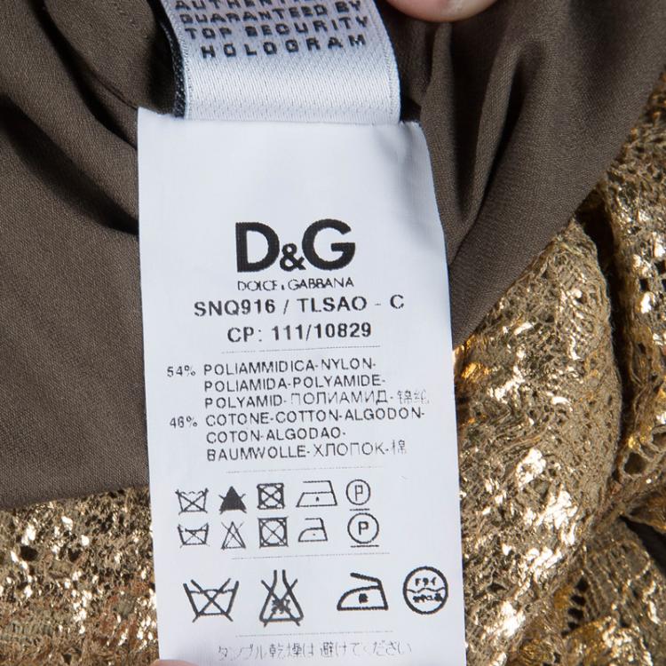 مملوكة مسبقًا Dolce and Gabbana Gold Floral Lace Sleeveless Top M