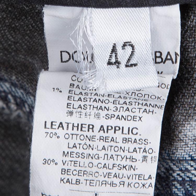 Pre Owned Dolce and Gabbana Grey Stone Washed Splatter Effect Jeans M