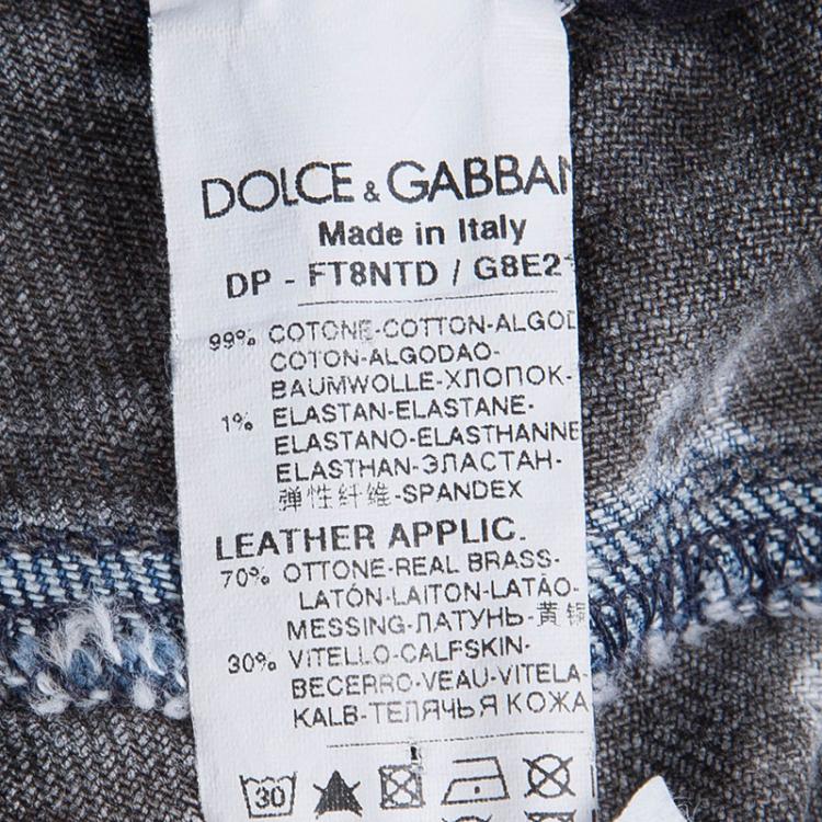 Pre Owned Dolce and Gabbana Grey Stone Washed Splatter Effect Jeans M