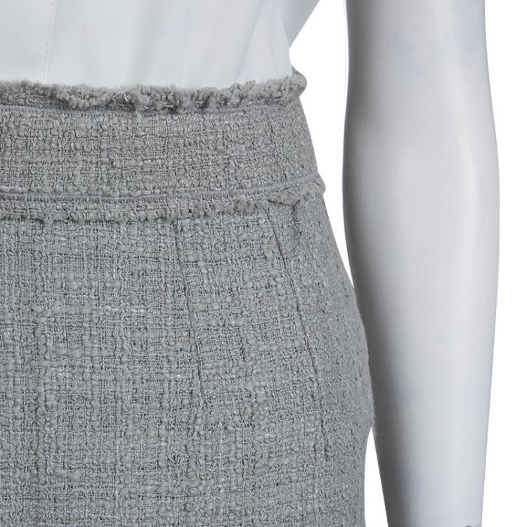Pre Owned Dolce and Gabbana Grey Tweed Mini Skirt S