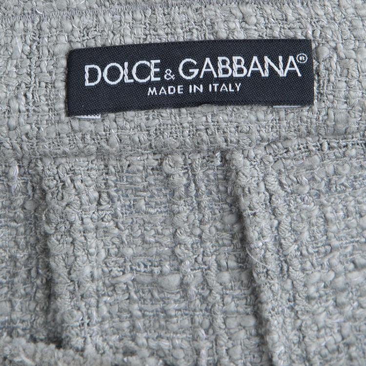 Pre Owned Dolce and Gabbana Grey Tweed Mini Skirt S
