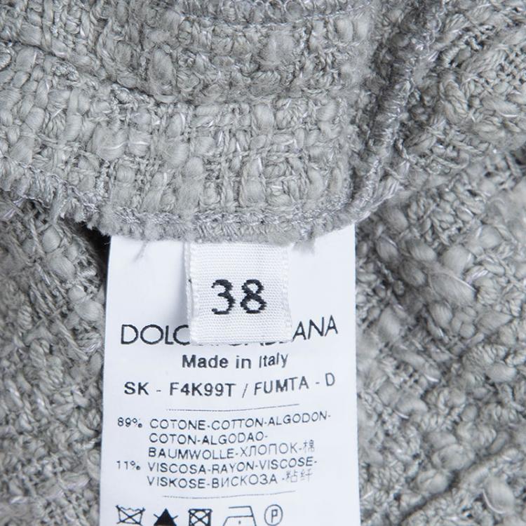 Pre Owned Dolce and Gabbana Grey Tweed Mini Skirt S