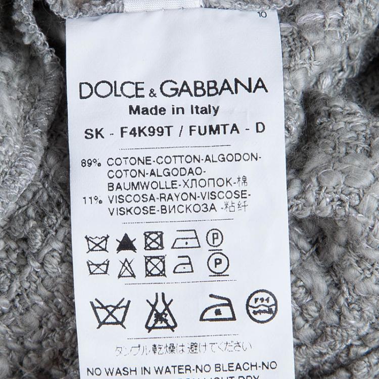 Pre Owned Dolce and Gabbana Grey Tweed Mini Skirt S
