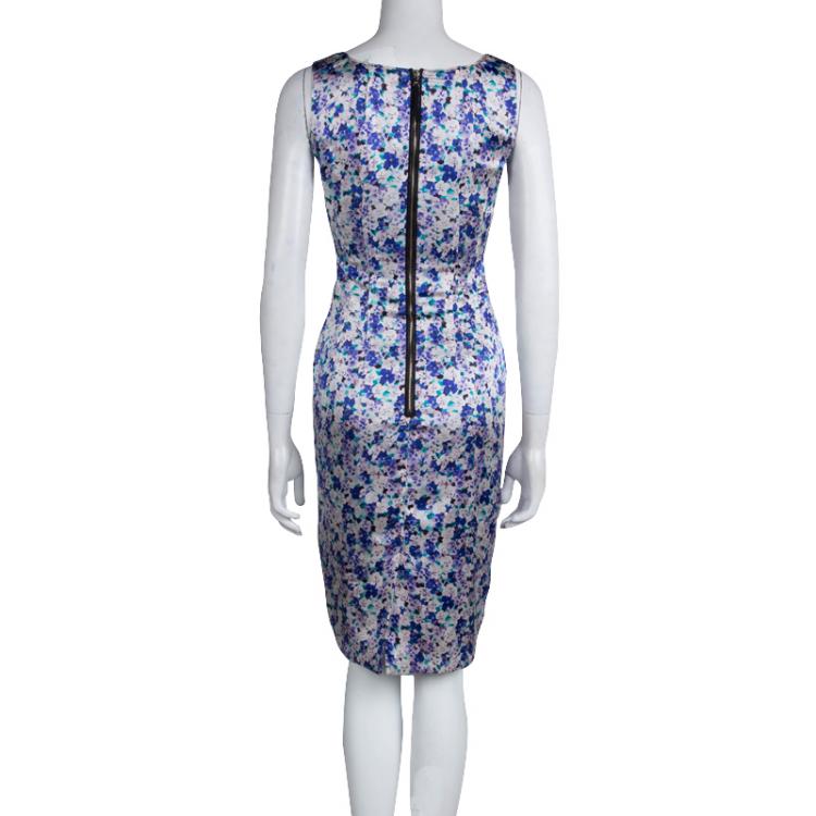 Pre Owned Dolce and Gabbana Multicolor Floral Print Sleeveless Silk Dress S