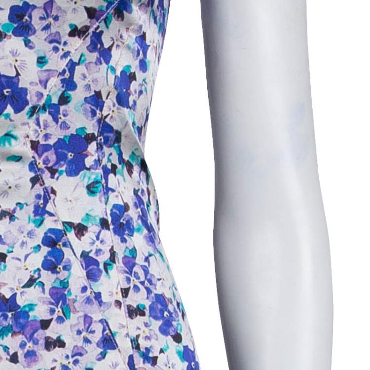 Pre Owned Dolce and Gabbana Multicolor Floral Print Sleeveless Silk Dress S