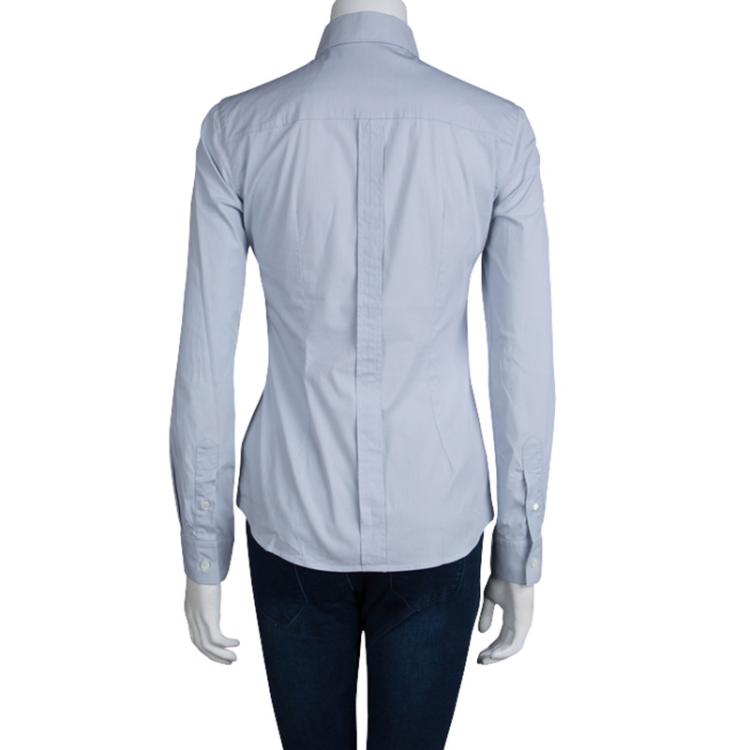 Pre Owned Dolce & Gabbana Light Blue Cotton Buttondown Long Sleeve Shirt S