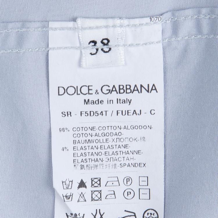 Pre Owned Dolce & Gabbana Light Blue Cotton Buttondown Long Sleeve Shirt S