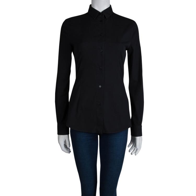 Pre Owned Dolce and Gabbana Black Long Sleeve Button Front Shirt S