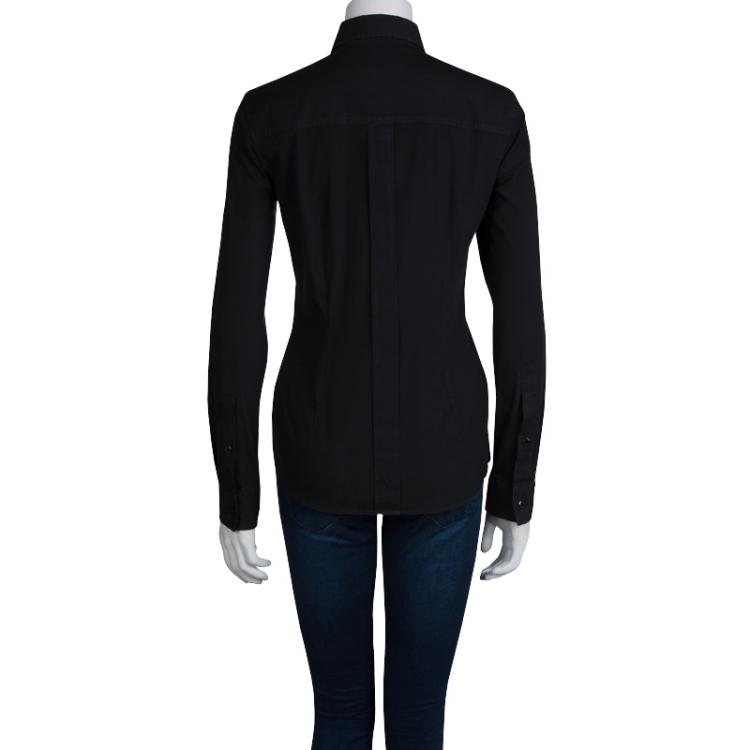 Pre Owned Dolce and Gabbana Black Long Sleeve Button Front Shirt S