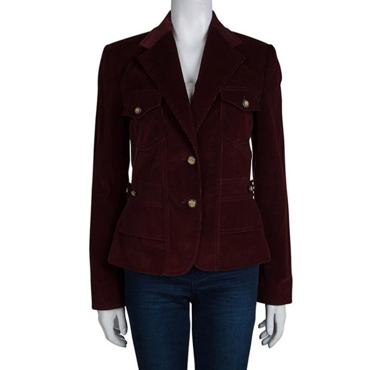 Pre Owned Dolce and Gabbana Burgundy Corduroy Blazer M