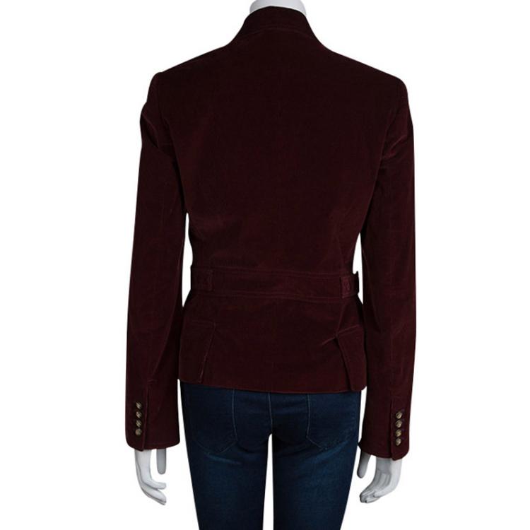 Pre Owned Dolce and Gabbana Burgundy Corduroy Blazer M