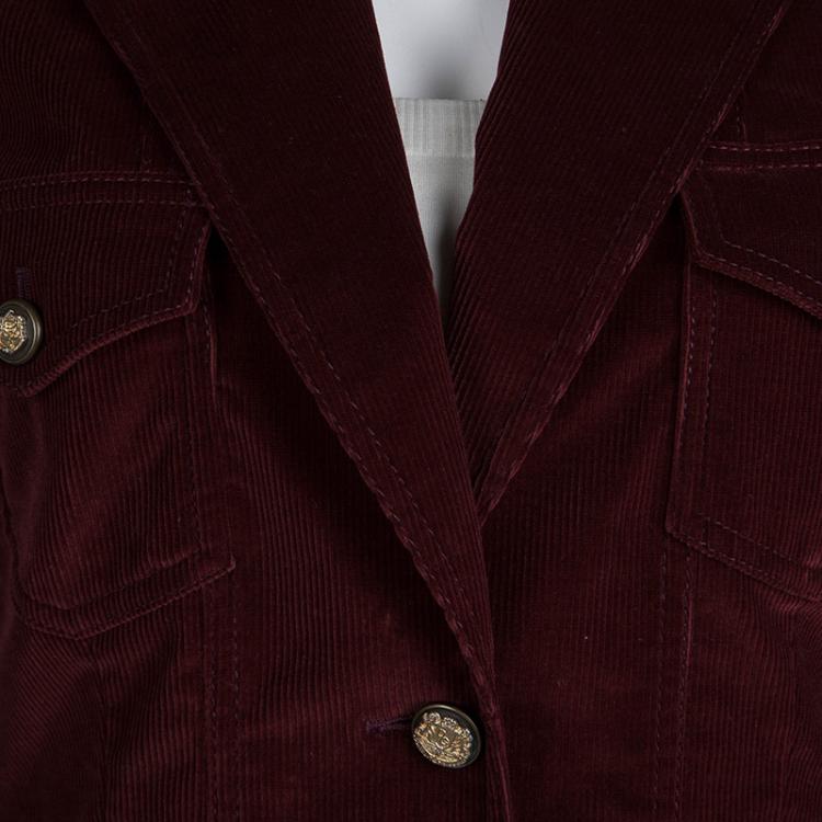 Pre Owned Dolce and Gabbana Burgundy Corduroy Blazer M