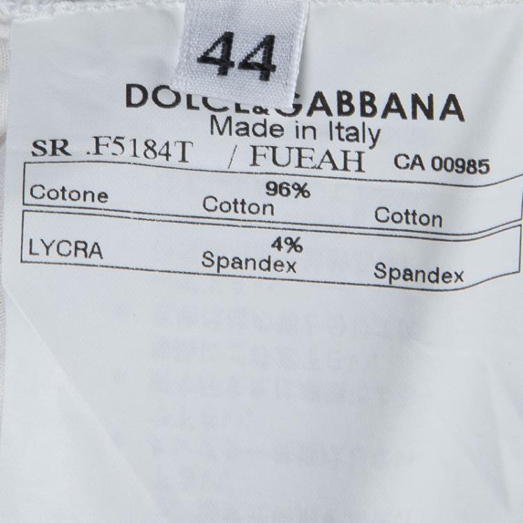 Pre Owned Dolce and Gabbana White Ruffle Detail Long Sleeve Cotton Shirt M