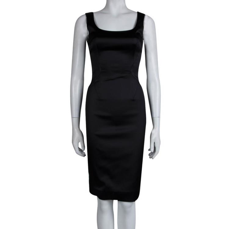 Pre Owned Dolce and Gabbana Black Tailored Sleeveless Dress S