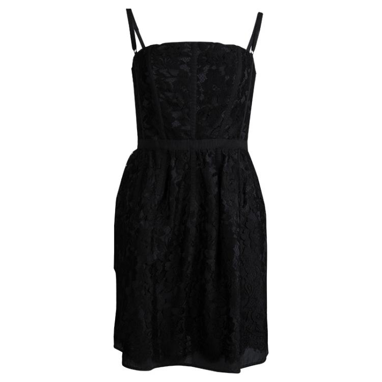 Pre Owned Dolce and Gabbana Black Lace Corset Dress S