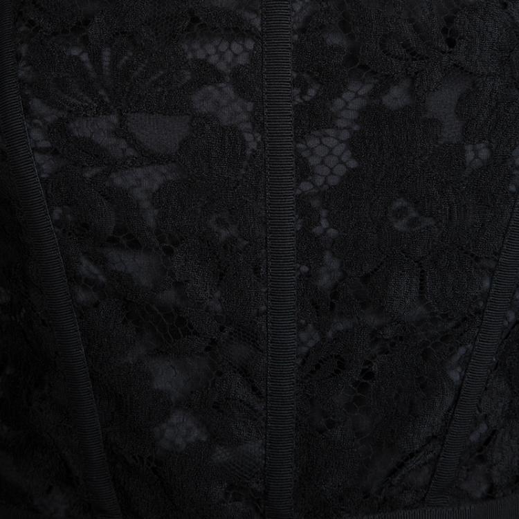 Pre Owned Dolce and Gabbana Black Lace Corset Dress S