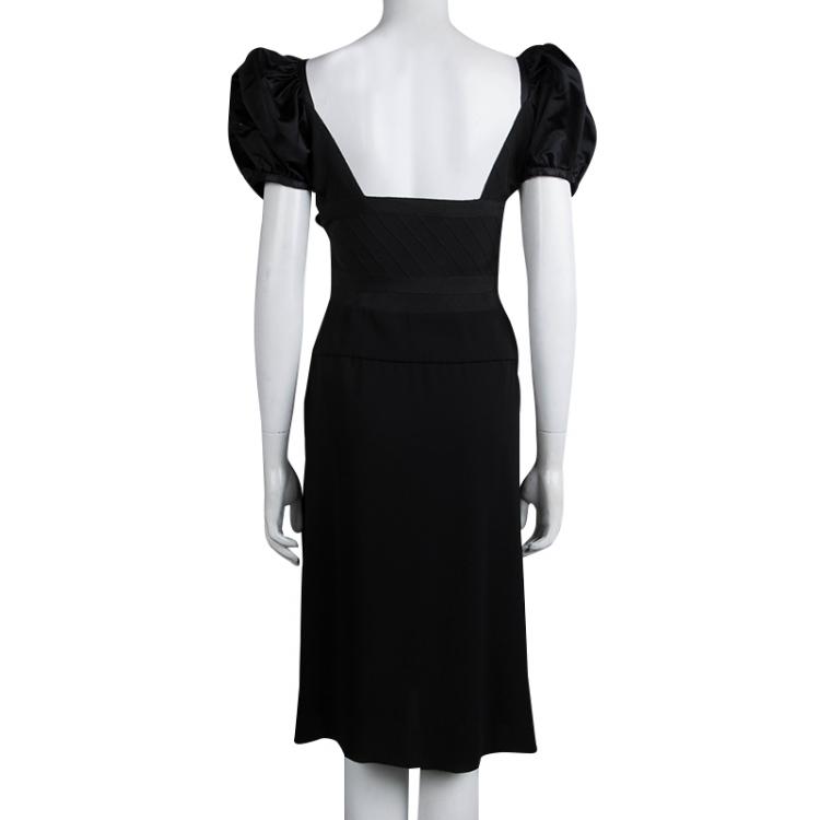 Pre Owned Prada Black Puffed Sleeve Dress M