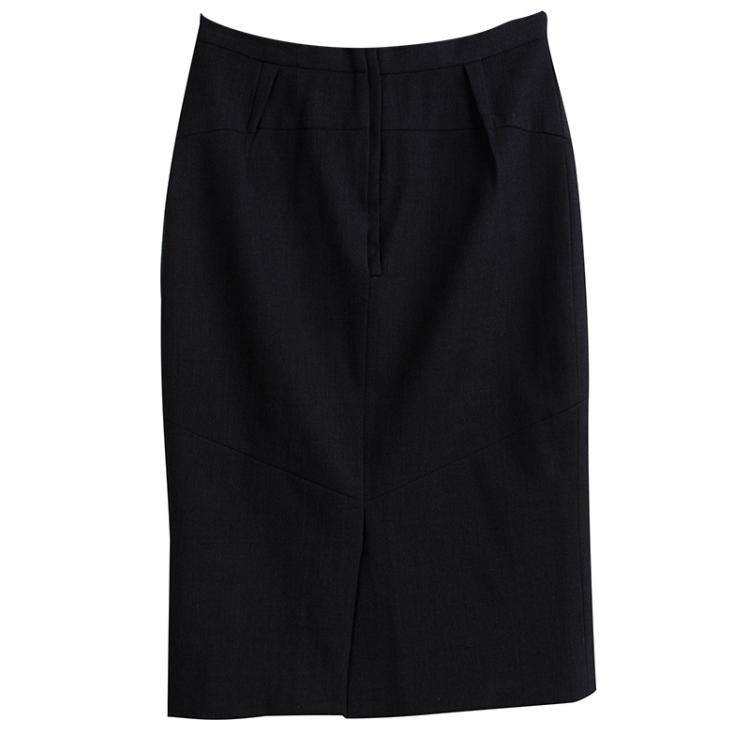 Pre Owned Dolce and Gabbana Grey Geometric Panel Detail Wool Skirt S