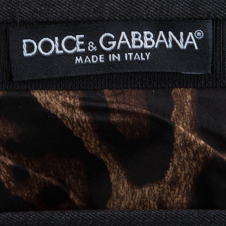 Pre Owned Dolce and Gabbana Grey Geometric Panel Detail Wool Skirt S