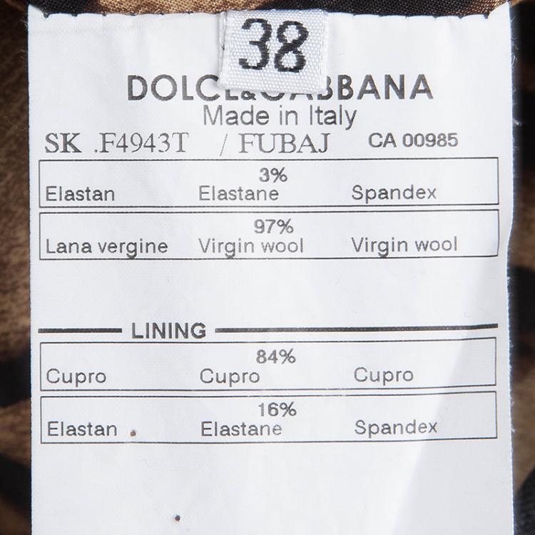 Pre Owned Dolce and Gabbana Grey Geometric Panel Detail Wool Skirt S