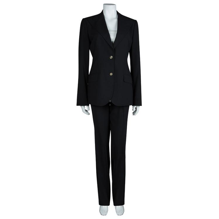 Pre Owned Dolce And Gabbana Black Pant Suit L