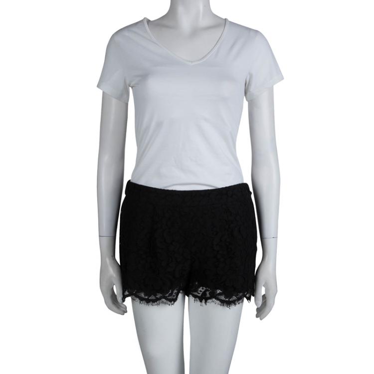 Pre Owned Dolce and Gabbana Black Lace Shorts M 