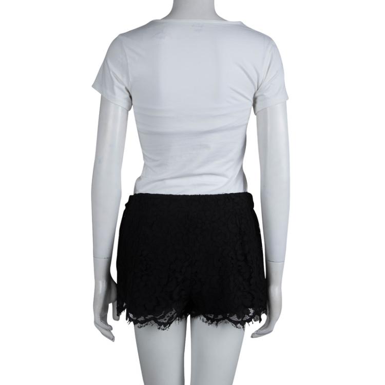 Pre Owned Dolce and Gabbana Black Lace Shorts M 