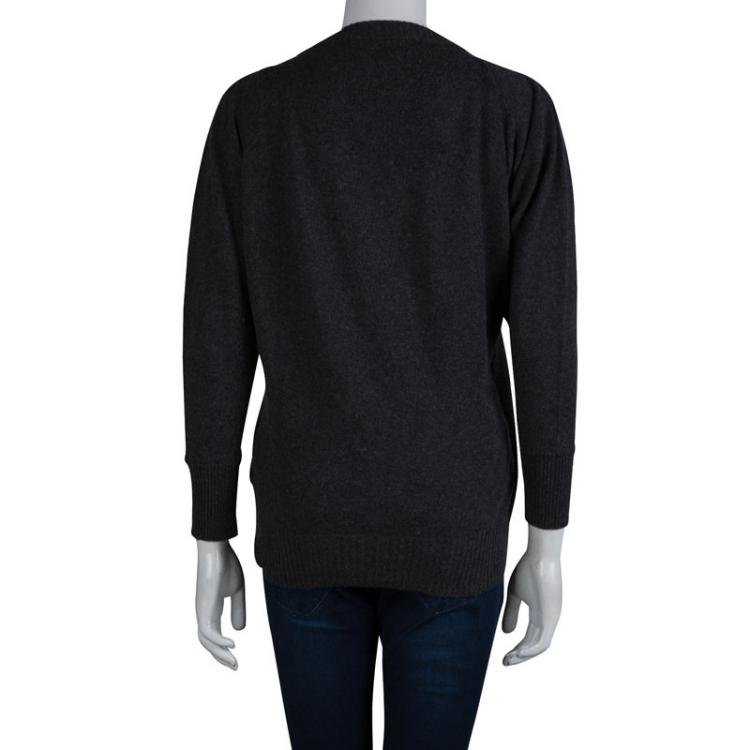 Pre Owned Dolce and Gabbana Grey Cashmere Crossover Cardigan M