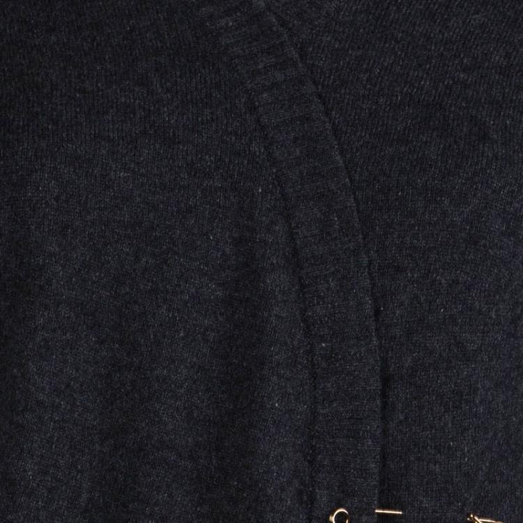 Pre Owned Dolce and Gabbana Grey Cashmere Crossover Cardigan M