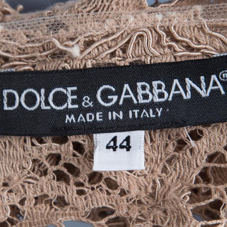Pre Owned Dolce and Gabbana Beige Lace Sleeveless Top and Shorts Set M 
