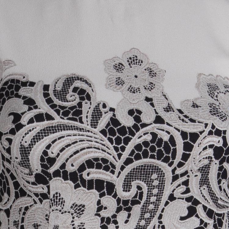 مملوكة مسبقًا Dolce and Gabbana Cream Lace Print Sleeveless Top S