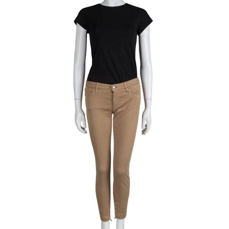 Pre Owned Dolce and Gabbana Tan Brown Pretty Skinny Jeans M
