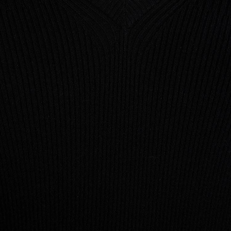 Pre Owned Dolce And Gabbana Black Rib Knit V-Neck Sweater S