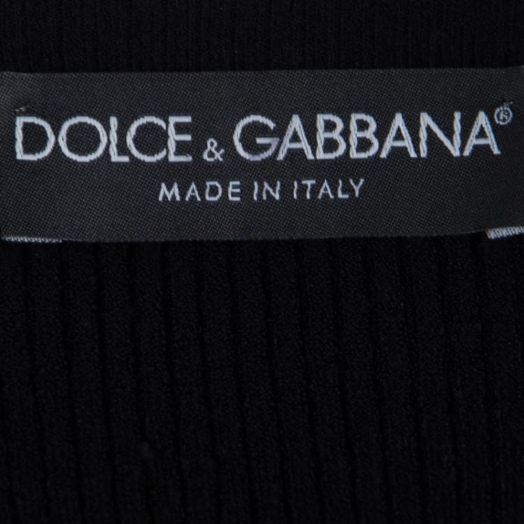 Pre Owned Dolce And Gabbana Black Rib Knit V-Neck Sweater S