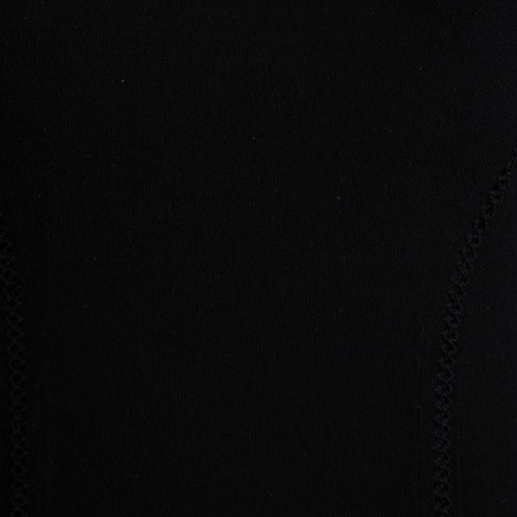 Pre Owned Dolce and Gabbana Black Knit Crochet Insert Scoop Neck Sweater M