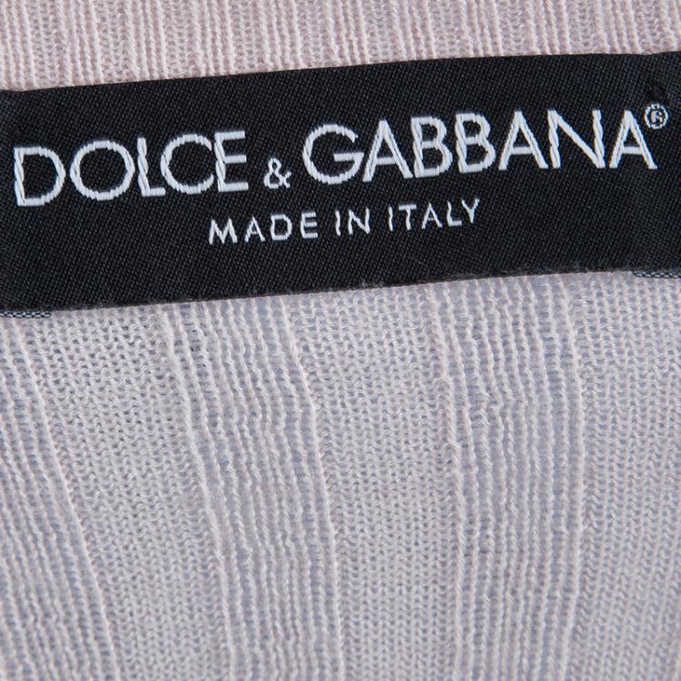 Pre Owned Dolce And Gabbana Pink Rib Knit V-Neck Sweater M