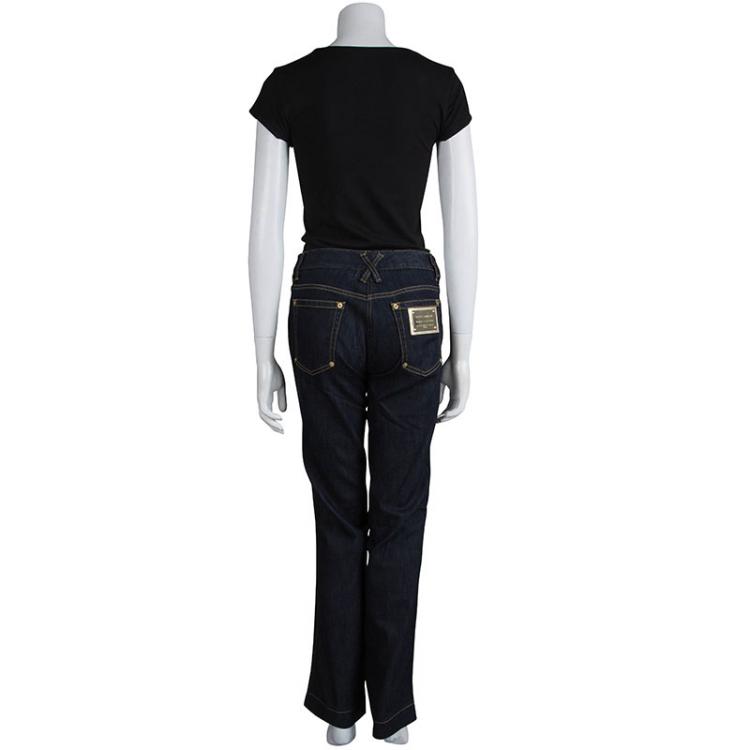 Pre Owned Dolce And Gabbana Blue Dark Wash Straight Fit Jeans L