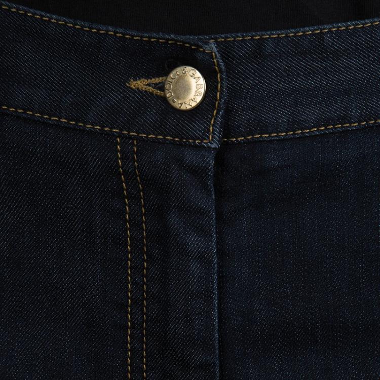 Pre Owned Dolce And Gabbana Blue Dark Wash Straight Fit Jeans L