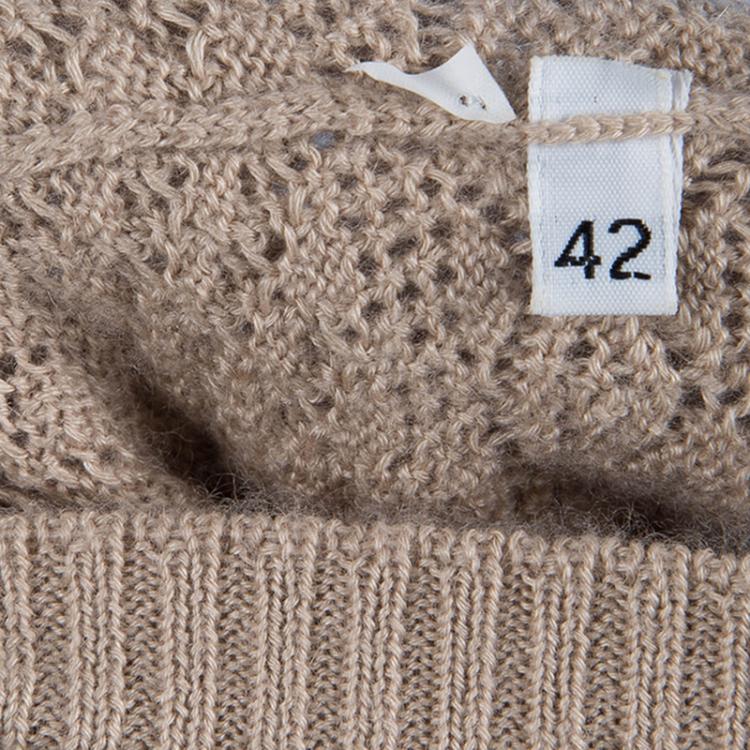 Pre Owned Dolce And Gabbana Beige Crochet Knit Sweater M