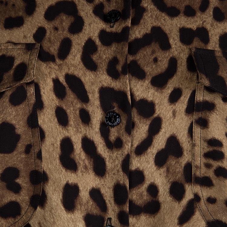 Pre Owned Dolce And Gabbana Leopard Print Long Sleeve Top S