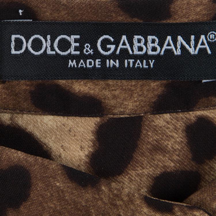 Pre Owned Dolce And Gabbana Leopard Print Long Sleeve Top S