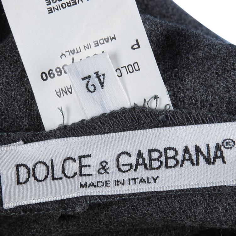 Pre Owned Dolce And Gabbana Grey Wool Sleeveless Sheath Dress M