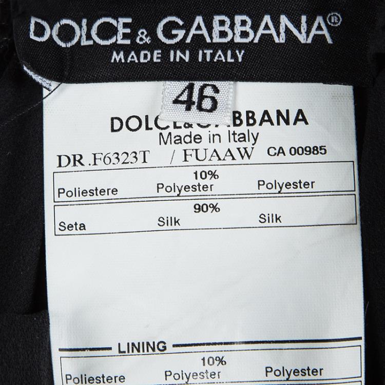 Pre Owned Dolce And Gabbana Black Lace Hem Detail Silk Dress L