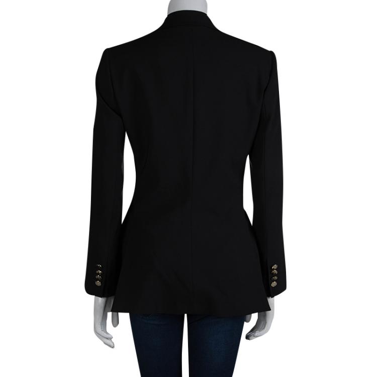 Pre Owned Dolce And Gabbana Black Leopard Print Lined Blazer M