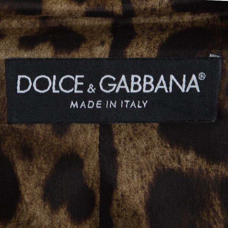 Pre Owned Dolce And Gabbana Black Leopard Print Lined Blazer M