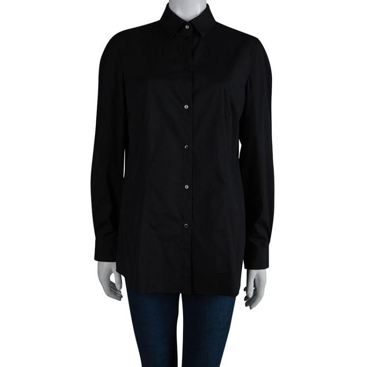 Pre Owned Dolce And Gabbana Black Button Down Shirt L 