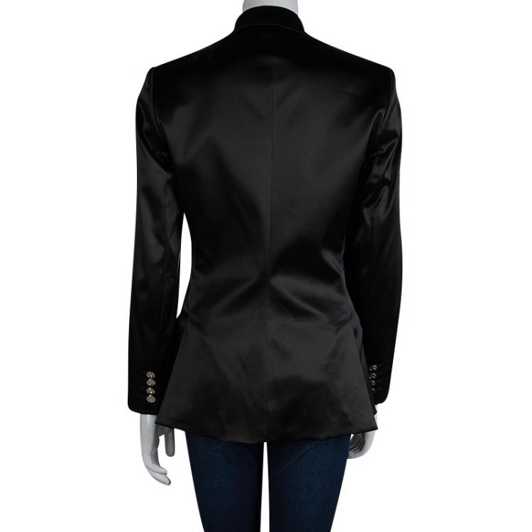 Pre Owned Dolce And Gabbana Black Satin Finish Blazer M