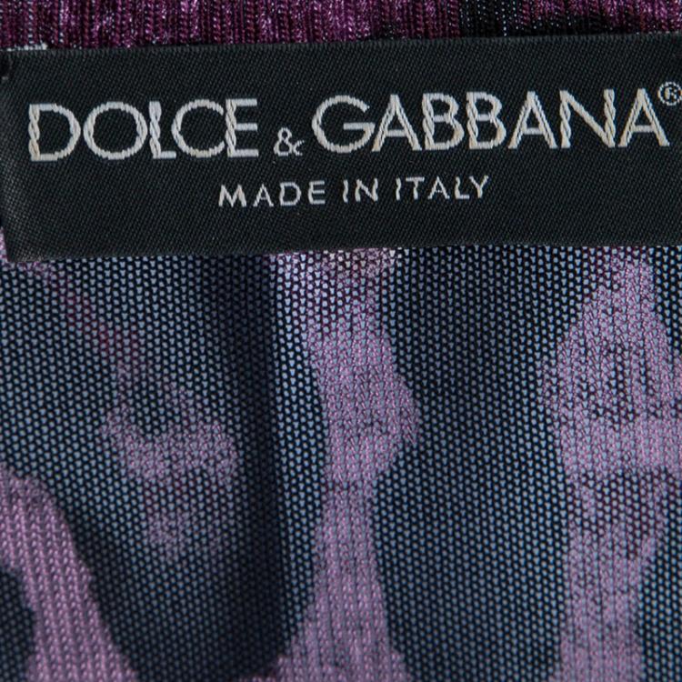 Pre Owned Dolce and Gabbana Burgundy Leopard Print Button Front Cardigan L