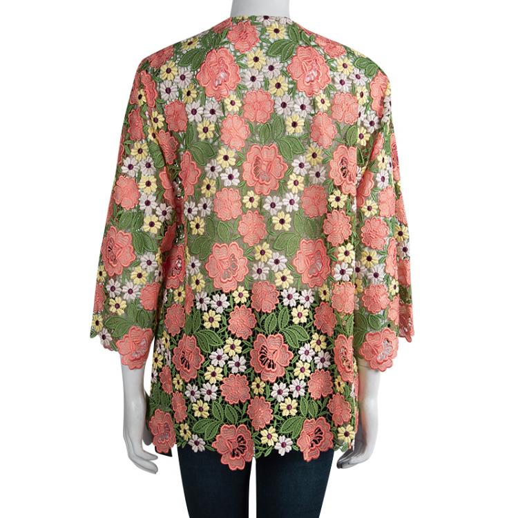 Pre Owned Dolce And Gabbana Multicolor Floral Lace Jacket M
