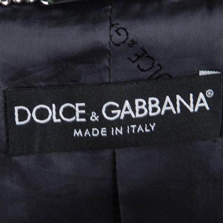 Pre Owned Dolce and Gabbana Black Pinstriped Notched Collar Blazer M